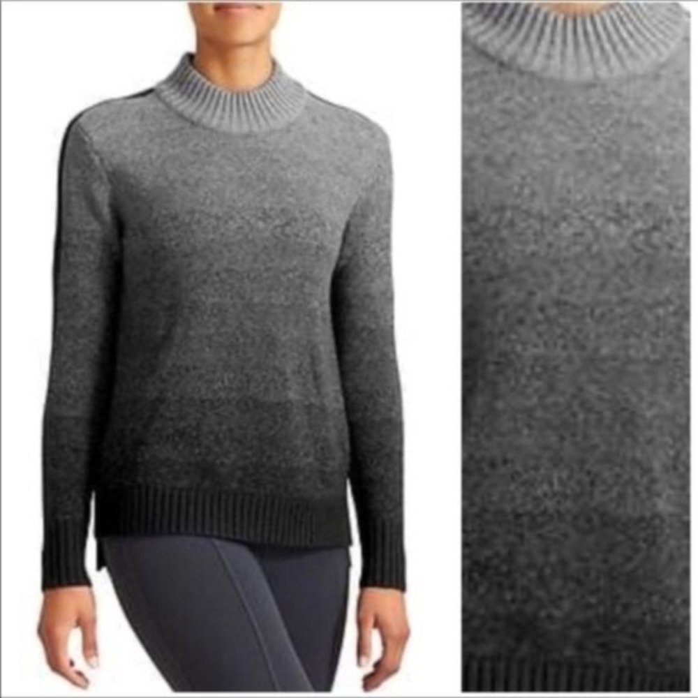 Athleta Sunset Merino Wool Grey Ombre Sweater  Mock Turtleneck Women's Size S Ge